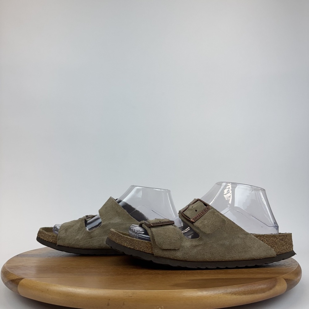 Womens Birkenstock‎ Arizona Soft Footbed Beige Suede Slide Sandals Size EU 43 - Picture 2 of 8